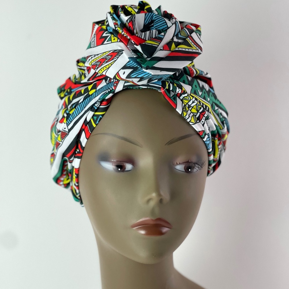 African Print Ankara Silky Satin Pretied Turban Headwrap